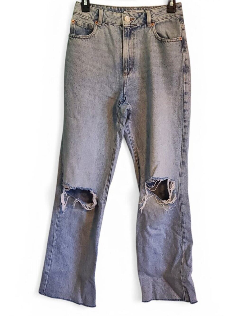 Garage Denim 90s Straight Medium Wash Denim Distressd Blue Jeans Size 3